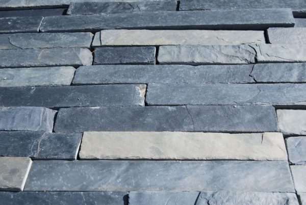 Africa Blue Slate Riven — natural slate, installed on a wall