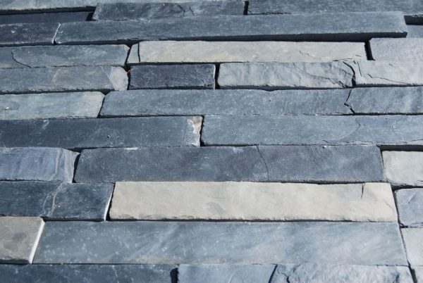 Africa Blue Slate Riven — natural slate, installed on a wall