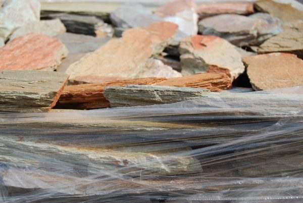 Autumn Brown Mix Quartzite Drypack Cladding — split-face quartzite, installed on a wall