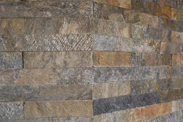 Emerald Autumn Shimmer Quartzite Riven Cladding — split-face quartzite, showing the stone surface and colour