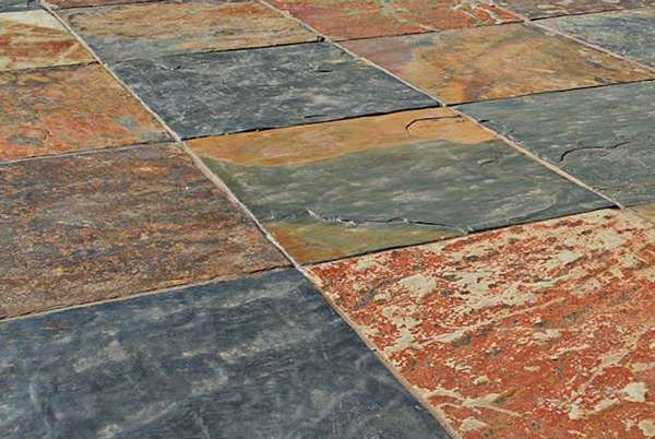 Rich Autumn Slate Tiles — natural slate, showing the stone surface and colour