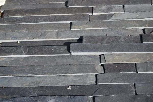 Africa Blue Slate Riven — natural slate, installed on a wall