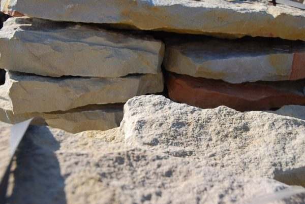 Lesotho Sandstone Chunks Cladding — natural sandstone, installed on a wall