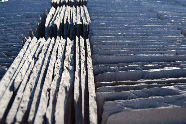 Slate Roofing Tiles Black — natural slate, detail view of the stone